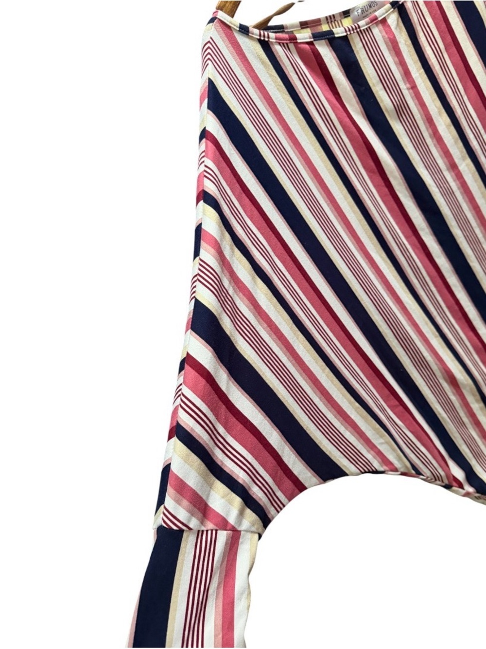 FRUMOS Women’s Large Striped Dolman Sleeve High Low Tunic Top Made in USA - Picture 3 of 5